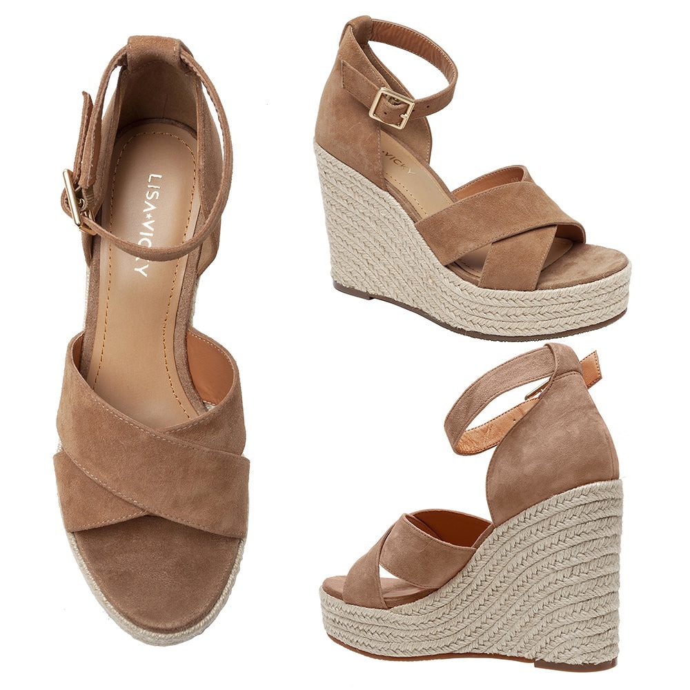 New Lisa * Vicky  Women's Tan Wedge Sandals